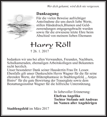 Traueranzeige von Harry Röll von Südthüringer Presse