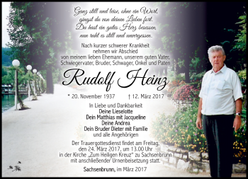 Traueranzeige von Rudolf Heinz von Südthüringer Presse