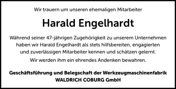Traueranzeige von Harald Engelhardt von Neue Presse Coburg