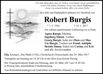 Traueranzeige von Robert Burgis von Neue Presse Coburg