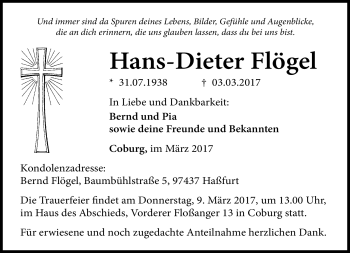Traueranzeige von Hans-Dieter Flögel von Neue Presse Coburg