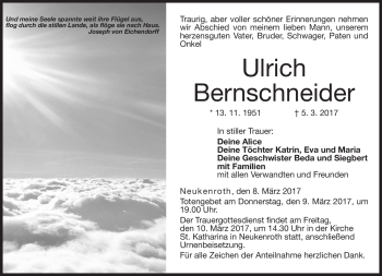 Traueranzeige von Ulrich Bernschneider von Neue Presse Coburg