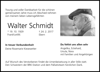Traueranzeige von Walter Schmidt von Neue Presse Coburg