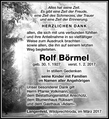 Traueranzeige von Rolf Brömel von Südthüringer Presse