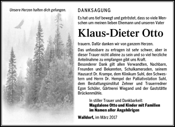 Traueranzeige von Klaus-Dieter Otto von Südthüringer Presse