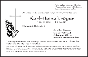 Traueranzeige von Karl-Heinz Tröger von Frankenpost