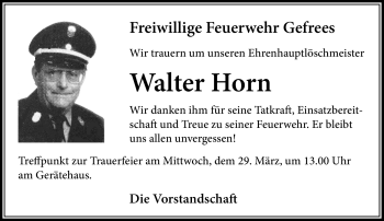 Traueranzeige von Walter Horn von Frankenpost