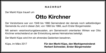 Traueranzeige von Otto Kirchner von Neue Presse Coburg