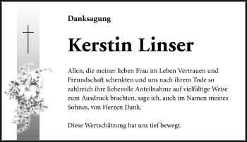 Traueranzeige von Kerstin Linser von Südthüringer Presse