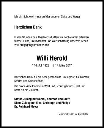 Traueranzeige von Willi Herold von Frankenpost