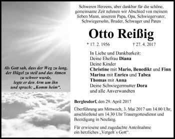 Traueranzeige von Otto Reißig von Neue Presse Coburg