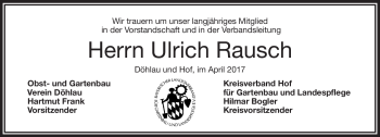 Traueranzeige von Ulrich Rausch von Frankenpost