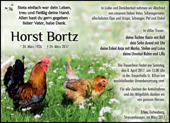 Traueranzeige von Horst Bortz von Südthüringer Presse