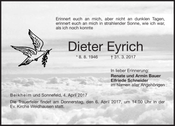 Traueranzeige von Dieter Eyrich von Neue Presse Coburg