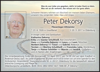 Traueranzeige von Peter Dekorsy von Neue Presse Coburg