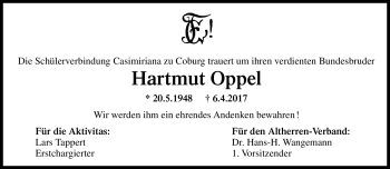 Traueranzeige von Hartmunt Oppel von Neue Presse Coburg