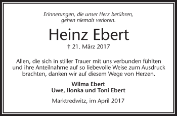Traueranzeige von Heinz Ebert von Frankenpost