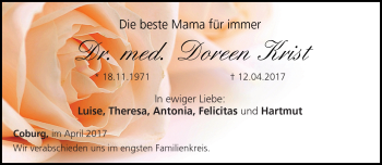 Traueranzeige von Doreen Krist von Neue Presse Coburg