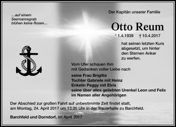 Traueranzeige von Otto Reum von Südthüringer Presse