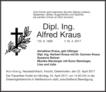 Traueranzeige von Alfred Kraus von Neue Presse Coburg