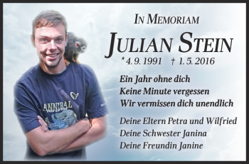 Traueranzeige von Julian Stein von Neue Presse Coburg