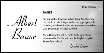 Traueranzeige von Albert Bauer von Südthüringer Presse