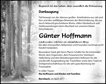 Traueranzeige von Günter Hoffmann von Südthüringer Presse