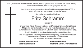 Traueranzeige von Fritz Schramm von Frankenpost