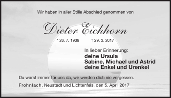 Traueranzeige von Dieter Eichhorn von Neue Presse Coburg