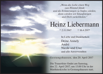 Traueranzeige von Heinz Liebermann von Neue Presse Coburg