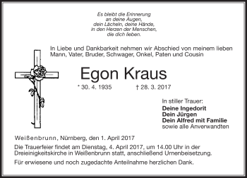 Traueranzeige von Egon Kraus von Neue Presse Coburg