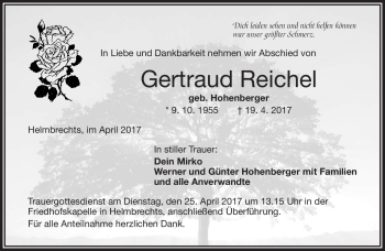 Traueranzeige von Gertraud Reichel von Frankenpost