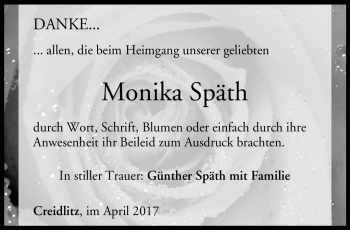 Traueranzeige von Monika Späth von Neue Presse Coburg