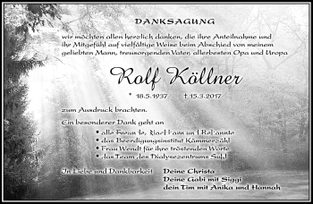 Traueranzeige von Rolf Köllner von Südthüringer Presse