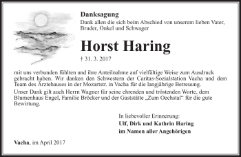 Traueranzeige von Horst Haring von Südthüringer Presse