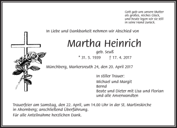 Traueranzeige von Marta Heinrich von Frankenpost