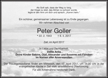 Traueranzeige von Peter Goller von Frankenpost