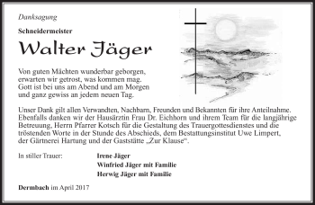 Traueranzeige von Walter Jäger von Südthüringer Presse