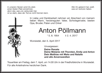 Traueranzeige von Anton Pöllmann von Frankenpost