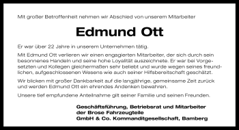 Traueranzeige von Edmund Ott von Neue Presse Coburg
