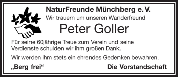 Traueranzeige von Peter Goller von Frankenpost
