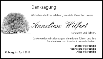 Traueranzeige von Anneliese Wilfert von Neue Presse Coburg