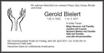 Traueranzeige von Gerold Bielert von Frankenpost