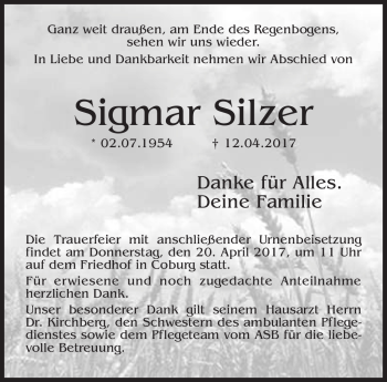 Traueranzeige von Sigmar Silzer von Neue Presse Coburg
