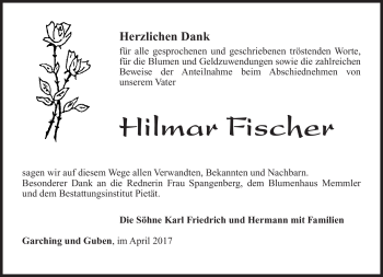 Traueranzeige von Hilmar Fischer von Südthüringer Presse