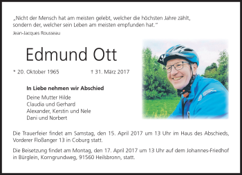 Traueranzeige von Edmund Ott von Neue Presse Coburg