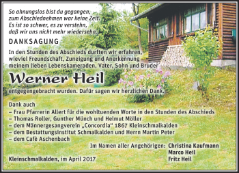 Traueranzeige von Werner Heil von Südthüringer Presse