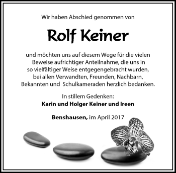 Traueranzeige von Rolf Keiner von Südthüringer Presse