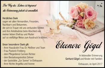 Traueranzeige von Eleonore Gögel von Südthüringer Presse