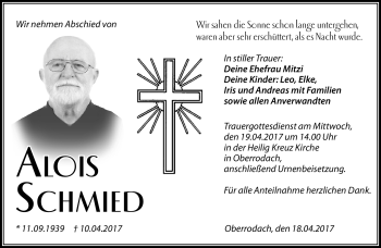 Traueranzeige von Alois Schmied von Neue Presse Coburg